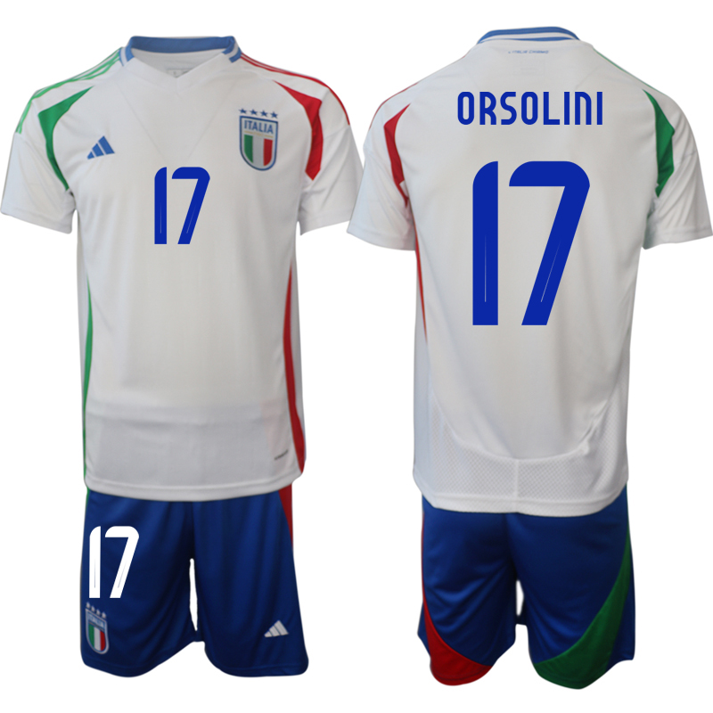 Men 2024-2025 Season Italy away white #17 Soccer Jersey->italy jersey->Soccer Country Jersey